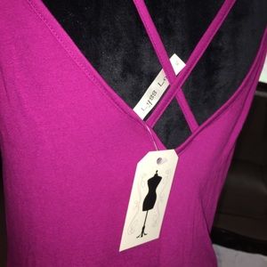 Beautiful Fuchsia Dress with crisscrossing back.